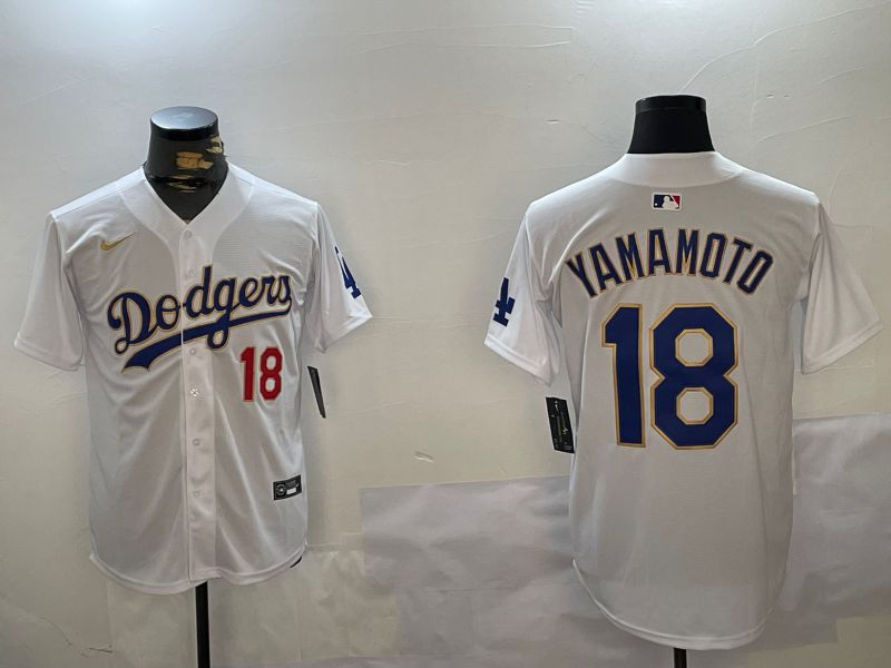 Men Los Angeles Dodgers #18 Yamamoto White Game 2024 Nike MLB Jersey style 12111